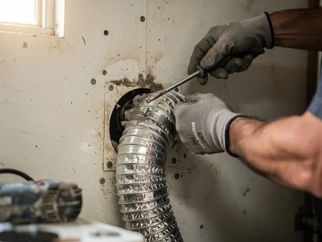 Horizon West Dryer Vent Cleaning technician performing precise dryer vent hose installation in Horizon West